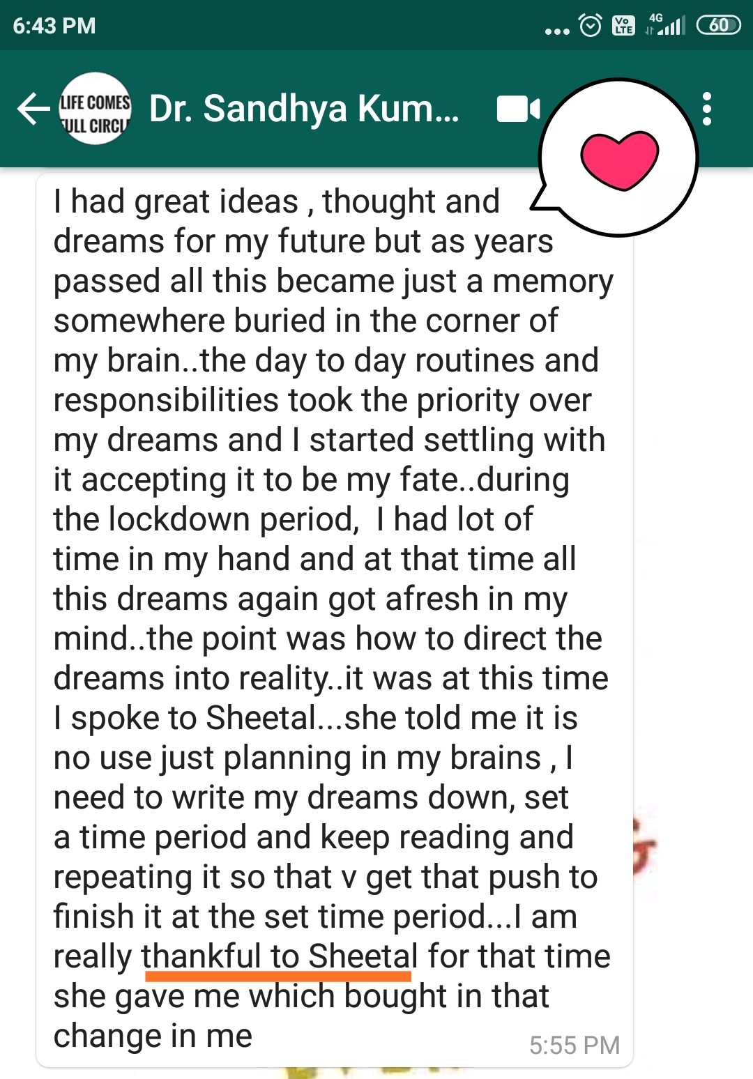 Client testimonial