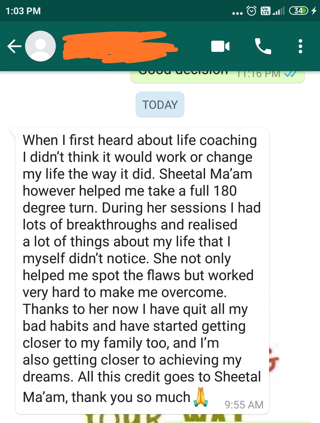 Client testimonial