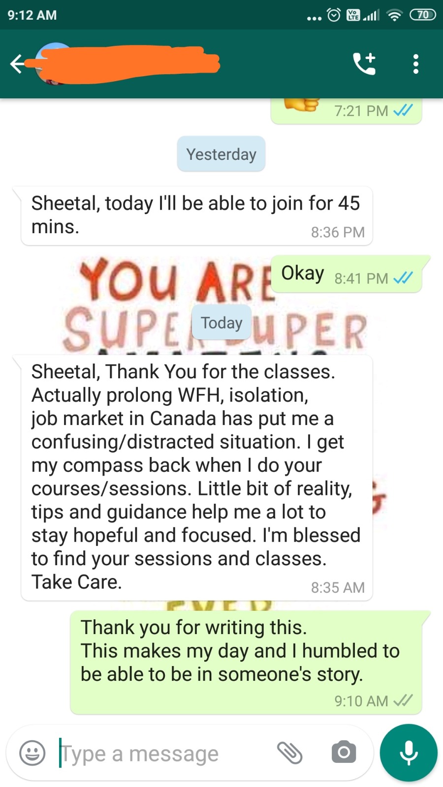 Client testimonial